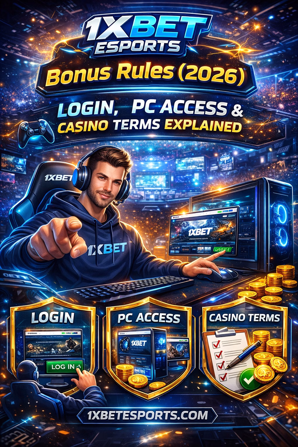 1xBet Esports Bonus Rules (2026) 🎮 Login, PC Access & Casino Terms Explained
