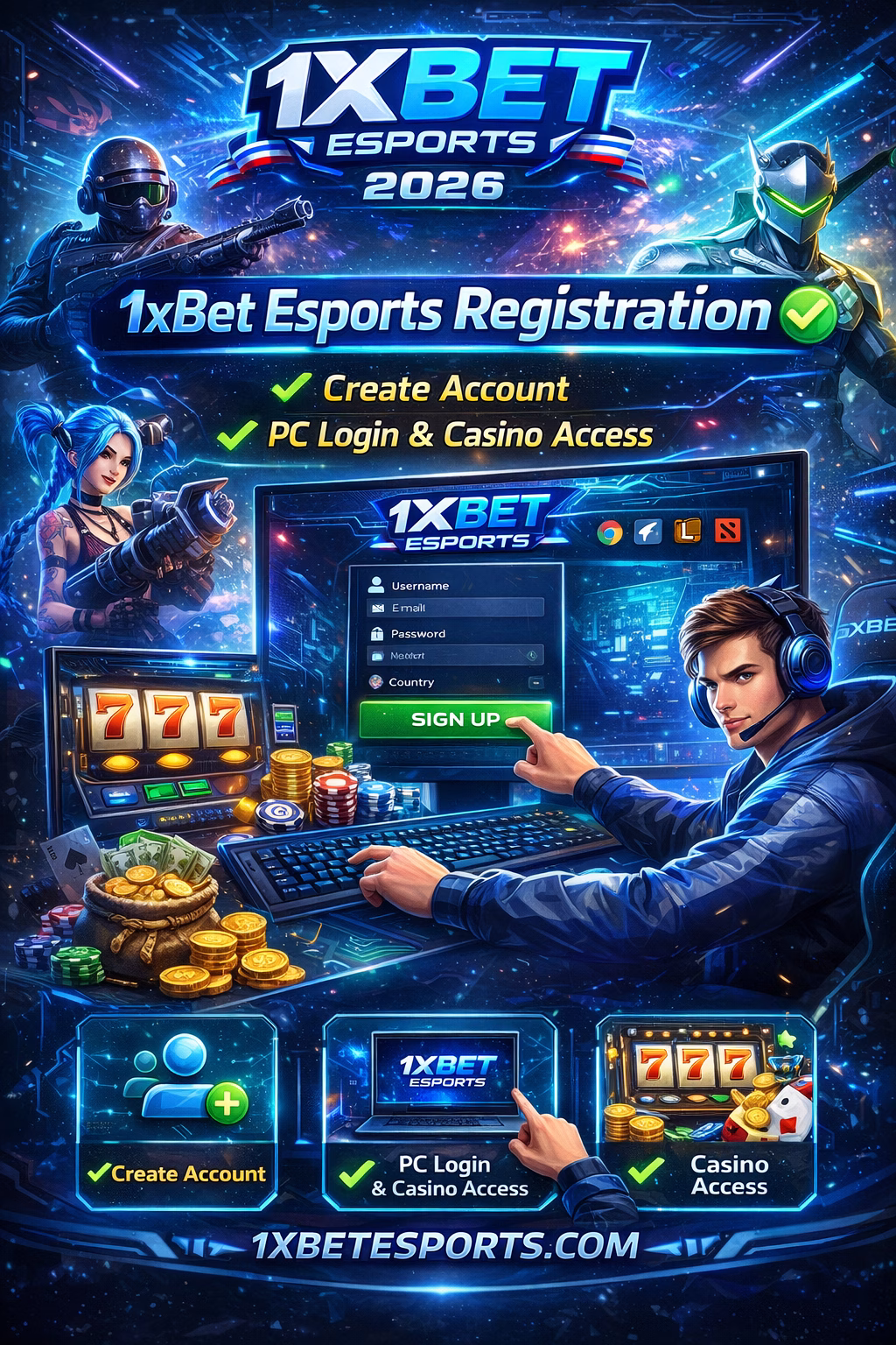 1xBet Esports Registration (2026) 🎮 How to Create Account & Login on PC or Mobile